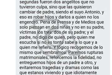 Comentario del párroco Fernando Báez en las redes sociales/TA.